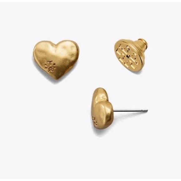 Tory Burch Heart Stud Earrings Vintage Gold - Picture 3 of 7